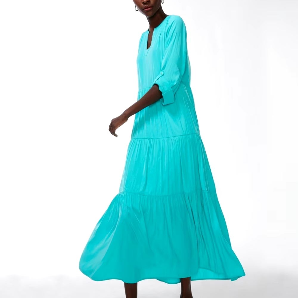 NWOT Chico's Tiered Aqua Dress